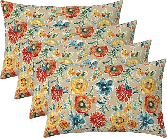 RSH DECOR: Jumbo Lumbar Throw Pillows – Set of 4 | 26" x 16" | Indoor Outdoor Use – Patio, Lounge, Adirondack | Water & Fade-Resistant |Made in USA (Colsen Sonoma)