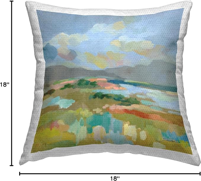 Stupell Industries | Mountain Meadow Abstract View, 18 x 18 | Outdoor Pillow, Made in USA - By Silvia Vassileva
