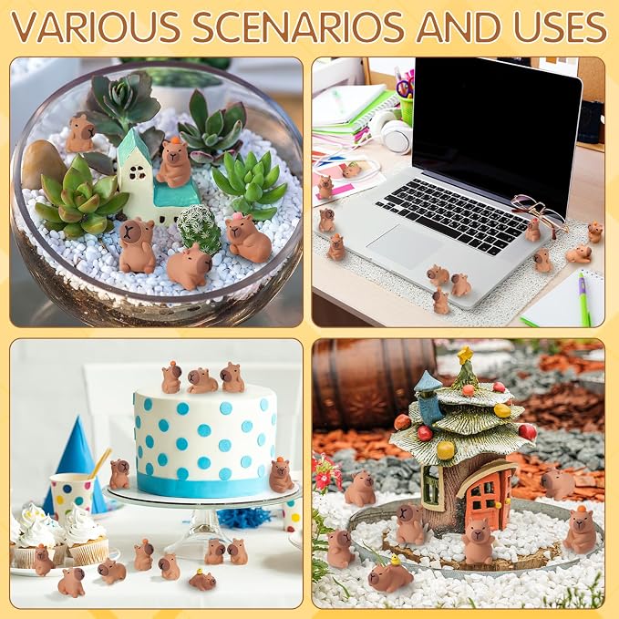 32 Pcs Mini Capybara Figures 16 Styles Resin Capybaras Mini Figures Resin Animals