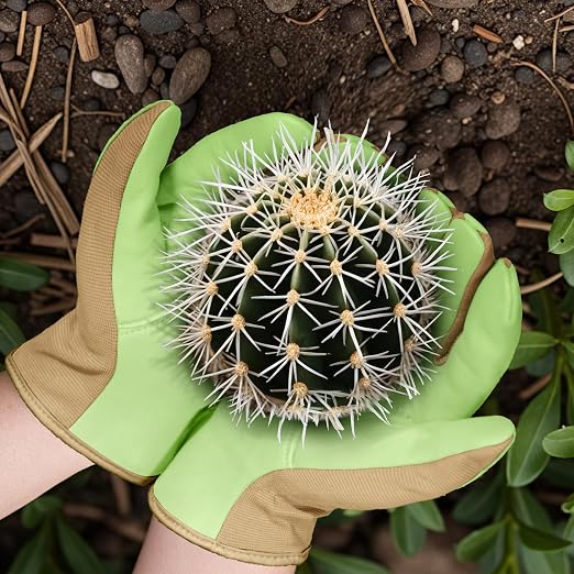Gardening Gloves, Garden Gloves for Women and Men, Thorn Proof Working Gloves, Durable Leather Work Garden Gloves for Yard & Outdoor Work, Green, L