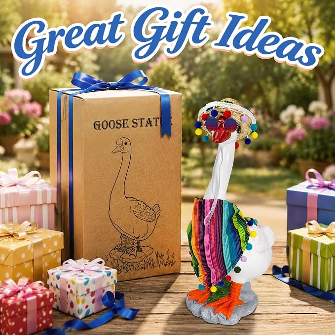 20 Inch Porch Goose Outfits,Large Outdoor Goose Statue,Garden Resin Front Duck Decor Gifts for Patio, Balcony,Yard Decorations, Housewarming Birthday Gifts