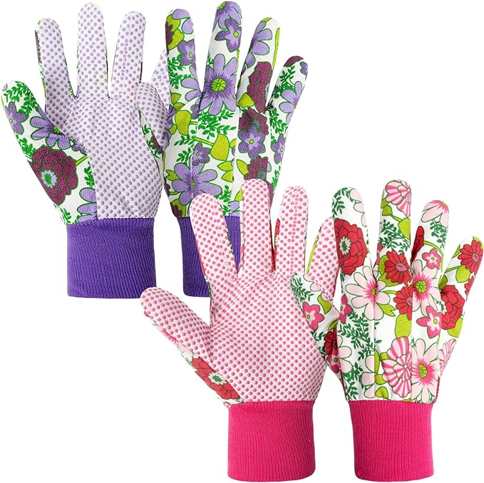 Ainiv Floral Gardening Gloves for Women/Ladies, Non-Slip Garden Work Gloves | Breathable Yard Work Glove Light Working Gloves