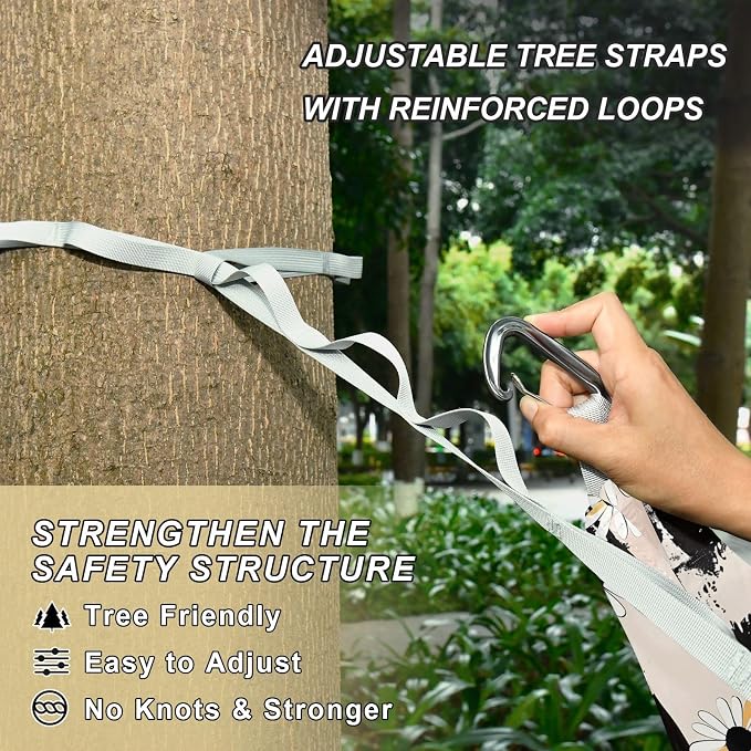 Camping Hammock Outdoor Hammocks for Outside Daisy Flowers Grunge Beach Trees Portable Lightweight with Pockets Tree Straps Indoor