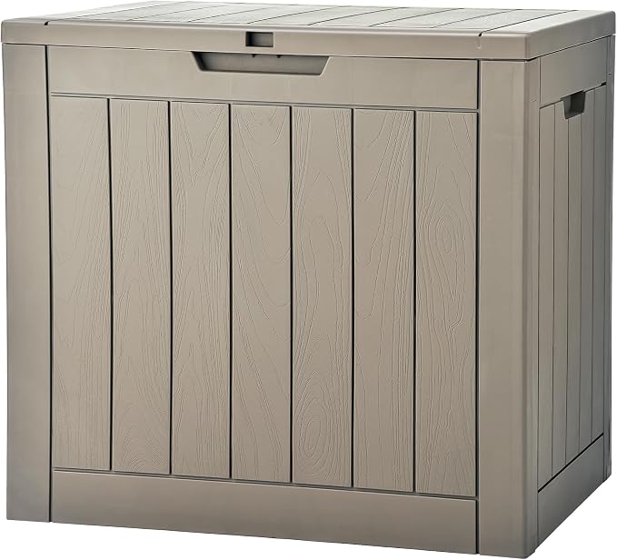 YITAHOME 30 Gallon Deck Box Outdoor Storage Box, Waterproof Resin Package Delivery and Storage Box with Lockable Lid for Patio Furniture Cushions, Pool Accessories, Garden Tools, Brown