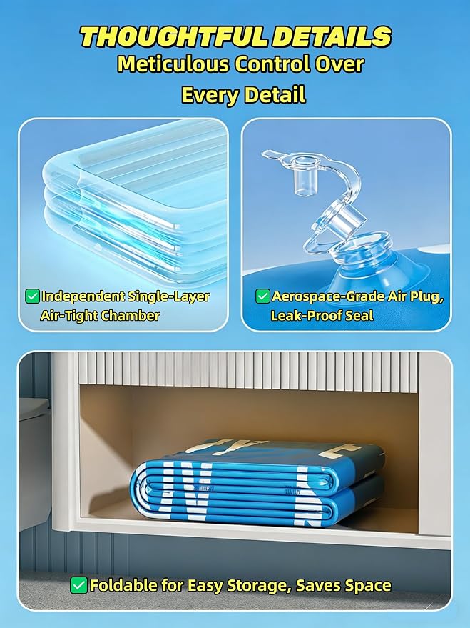 Inflatable Swimming Pool with Canopy & Air Pump & Inflatable Water Spray Gun, 118" Swimming Pool for Adults, Large Blow Up Pool Ideal for Family Backyard Garden Party, Outdoor Summer Fun