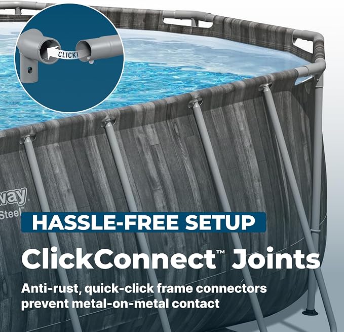 Bestway Power Steel 20’ x 12’ x 48” Above Ground Pool, Oval Metal Frame Outdoor Swimming Pool Set with Filter Pump, Ladder, and Cover