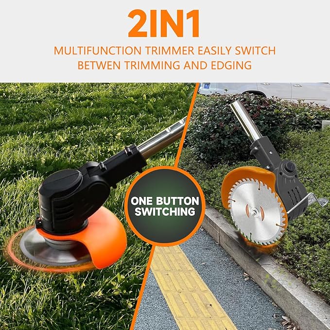 Weed Wacker Battery Powered - Electric Weed Trimmer with 2X 21V Lithium Battery 3 in 1 Stringless Lightweight Grass Cutter/Weed Trimmer/Grass Edger.Suitable for Gardens, patios,and lawns. (NEW Black)