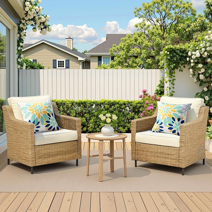 Floral Outdoor Pillow Covers Light Blue Yellow 18x18 Set of 2 | Waterproof Throw Pillow Cases Spring Decorative Summer Cushion Covers for Patio Furniture Garden Bench Porch Sofa