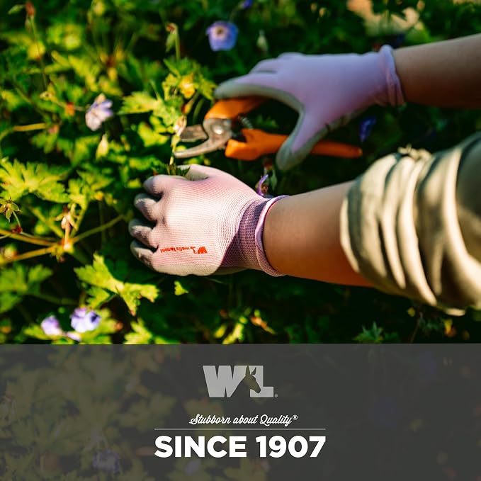 Wells Lamont Gardening Gloves for Women – Breathable Polyester, Seamless Fit – PU-Coated Palm for Grip & Durability