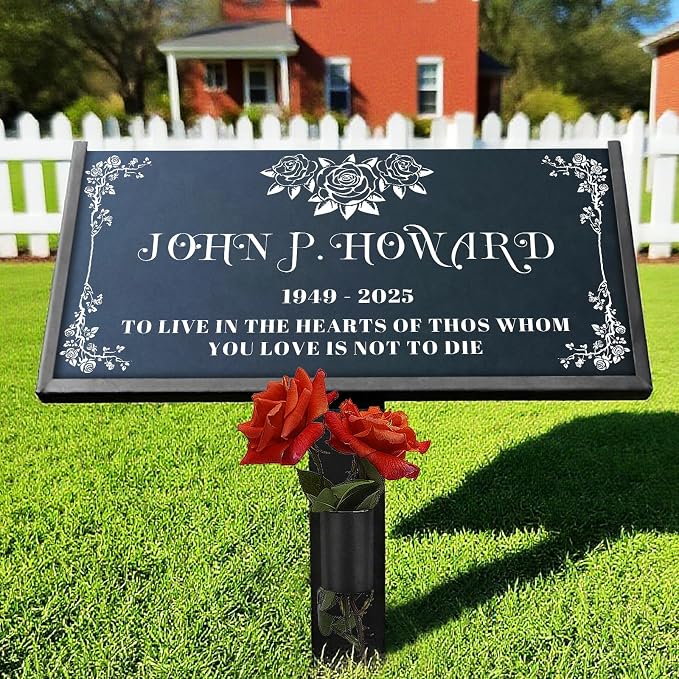 Headstones for Graves - Natural Granite Memorial Stone Custom Tombstones for Grave Stones - Temporary Grave Marker for Cemetery for Humans