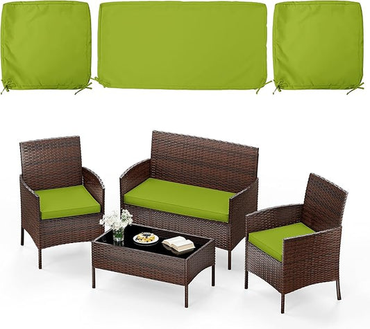 3 Pack of Outdoor Seat Cushion Replacement Set Suitable for 4 Pieces of Wicker Rattan Furniture Terrace Guest Set Sofa Chair (36x18x2, 18x18x2), Only Cover