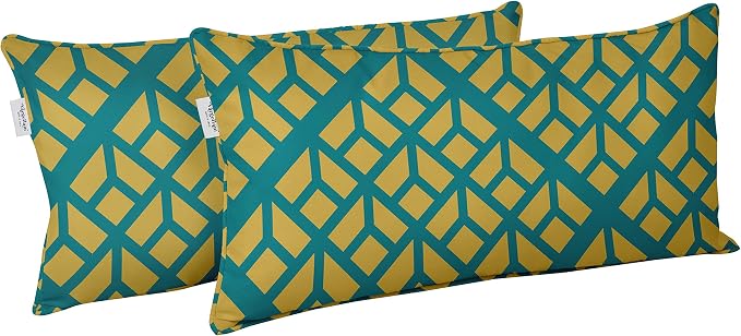 Indoor/Outdoor Polyester Fabric Lumbar Pillow Cover, All-Weather Waterproof Rectangular Cushion Case for Patio Furniture, 12 x 24 Set of 2 - Abstracts-44
