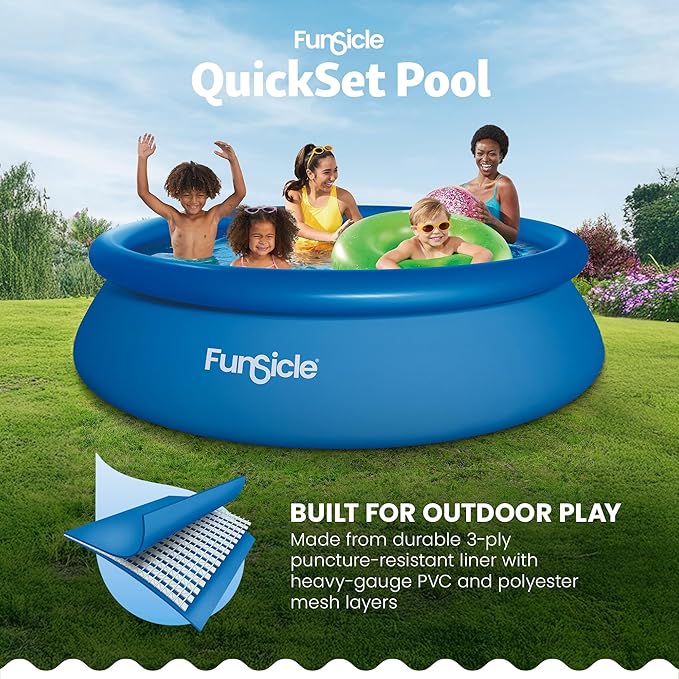 Funsicle Quickset 10' x 30" Round Above Ground Swimming Pool, with FiltraBoost 400 GPH Filter Pump, Type I Filter Cartridge & Repair Patch