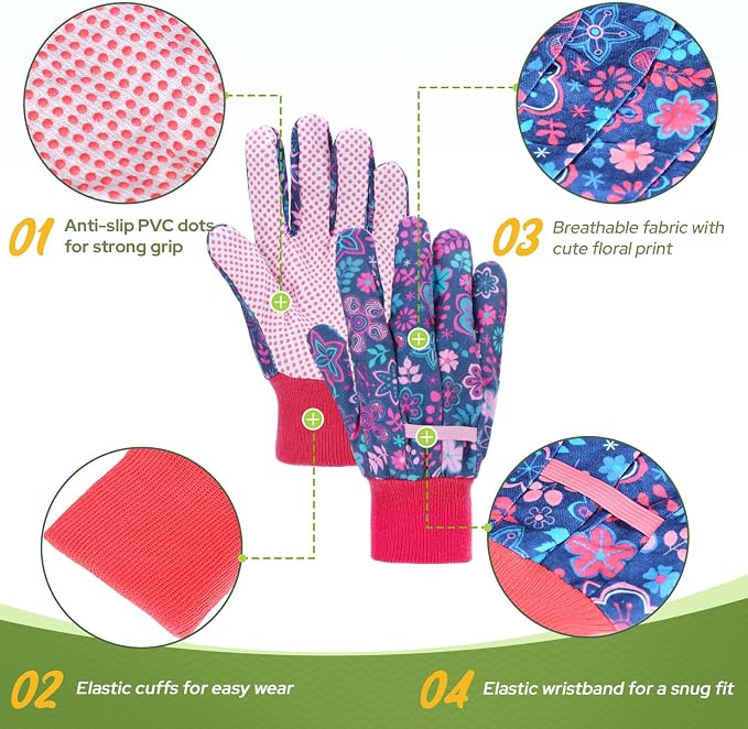 Gardening Work Gloves, Flexible and Breathable Garden Gloves, Gardening Gifts for Women, Machine Washable