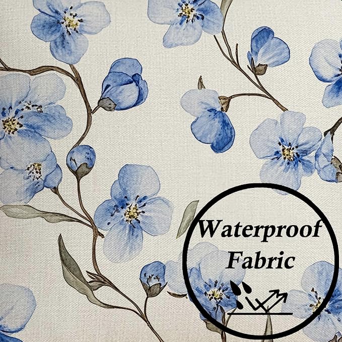 Outdoor Blue Floral Throw Pillow Covers 20x20 inch Set of 2 Waterproof Flower Pillow Cases Limonium Decorative Cushion Covers for Patio Garden Balcony