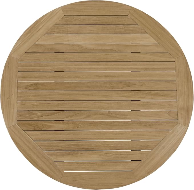 Modway Marina Premium Grade A Teak Wood 3-Piece Outdoor Patio Furniture Set in Natural Navy