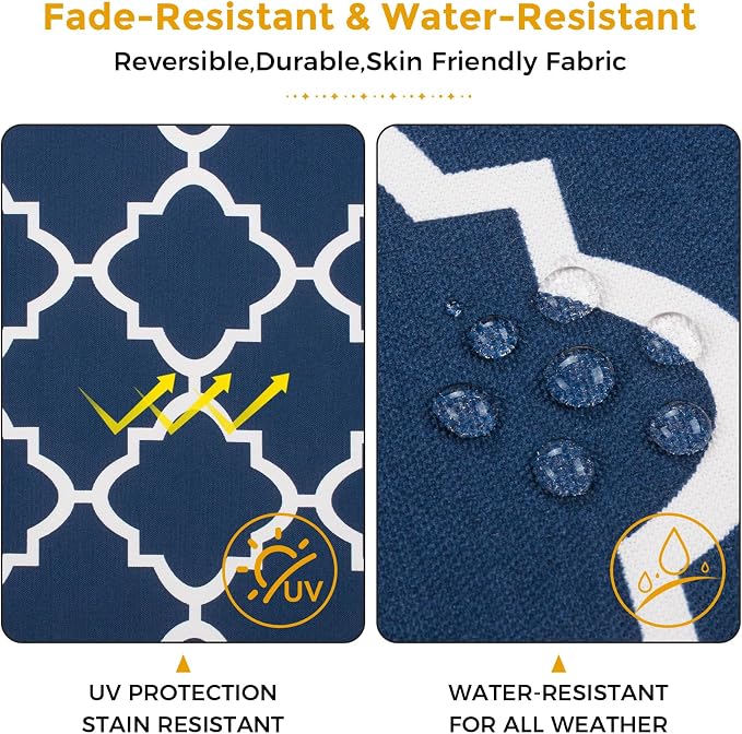 FUNHOME Waterproof Outdoor Lumbar Pillow Covers Set of 2,Home Decor for Garden Patio Furniture,Couch,Sofa 12"x20" Inch Decorative Pillows Cover Only,NO Insert(Blue Geometry)