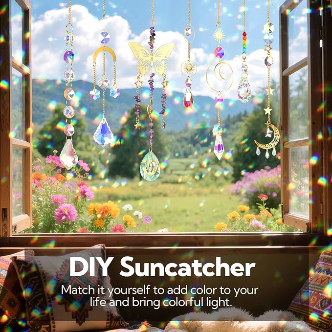 800 PCS DIY Suncatcher Kit Crystal Suncatchers for Windows Hanging Sun Catcher Kits for Adults Suncatcher with Crystals Rainbow Maker for Indoor Window Garden Christmas Decor Wedding Home