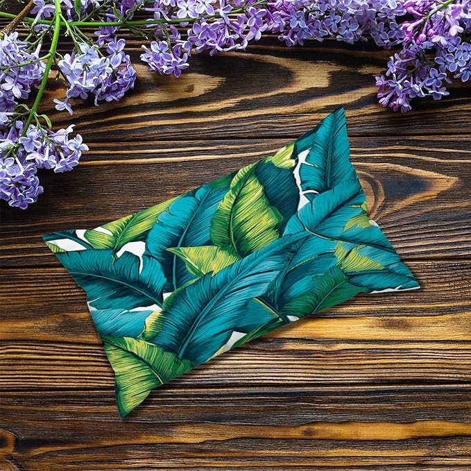 Set of 2 Turquoise Lime Green Teal Blue Aqua Tropical Plants Cushion Cover Case with Zipper 12x20in Canvas Pillow Cover Rectangle Pillow Case for Couch Bed Car Pub Coffee Bar Living Room Decor