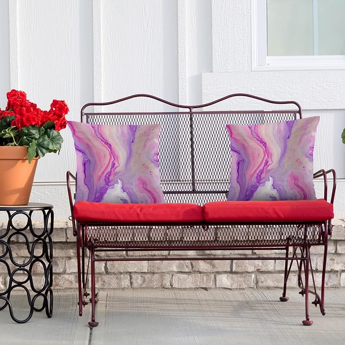 Swono Purple Marble Decorative Throw Pillow Cushion Covers, Abstract Acrylic Rock Marble Cozy Pillowcase Home Decor, Double-Sided Pillow Covers for Bedroom Livingroom Office 18x18 Set of 2