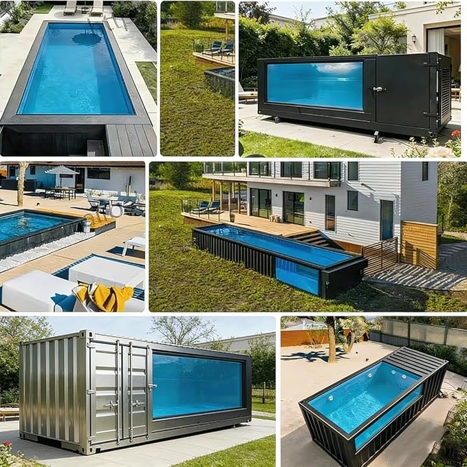 Prefabricated Swimming Pool 20FT 40FT Modular Container Pool, Easy Install with Fast Connection System for Backyard Resort or Temporary Event Use