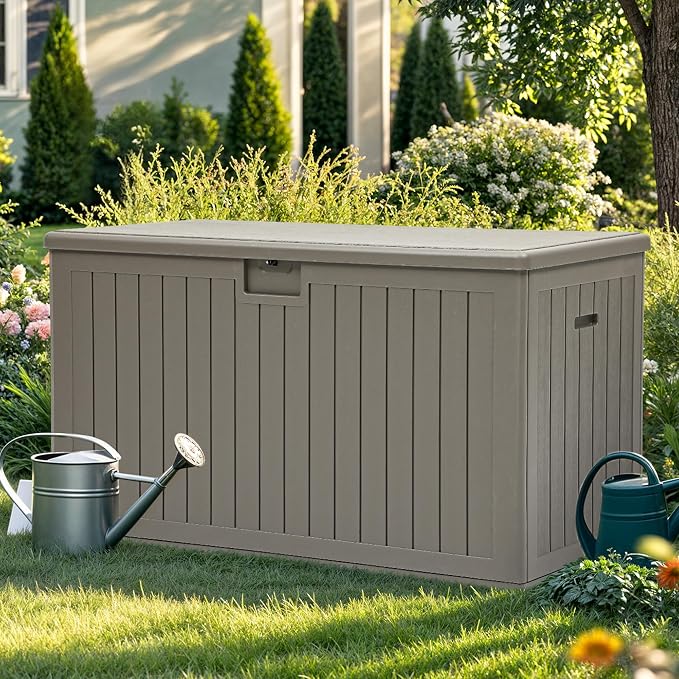 YITAHOME 220 Gallon Double-Wall Deck Box with Divider & Side Handles, Outdoor Large Storage for Patio Furniture Cushions, Garden Pool Accessories, Water Resistant & Lockable