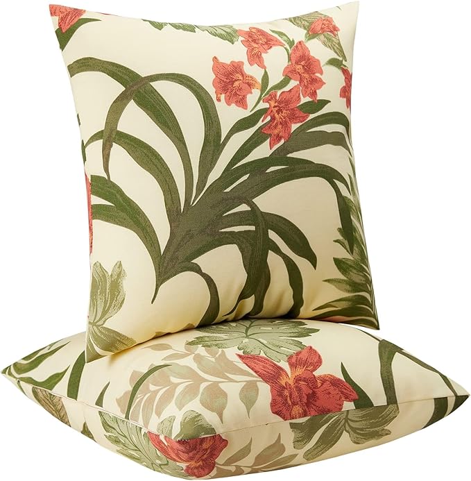 Outdoor Throw Pillows Decorative Pillows with Insert Included | 18x18 Outdoor Pillows Set of 2 Decorative Pillows Yellow Outdoor Pillows for Patio Furniture
