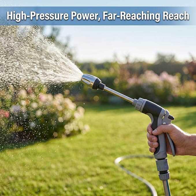 Aquoxis Pressure Washer - 360° Rotating Nozzle, 3 Spray Modes, Stainless Steel Universal Hose Fit, Multi-Function Handheld Sprayer for Lawn, Garden, Car Wash, Patio Cleaning, Tool-Free Installation ﻿