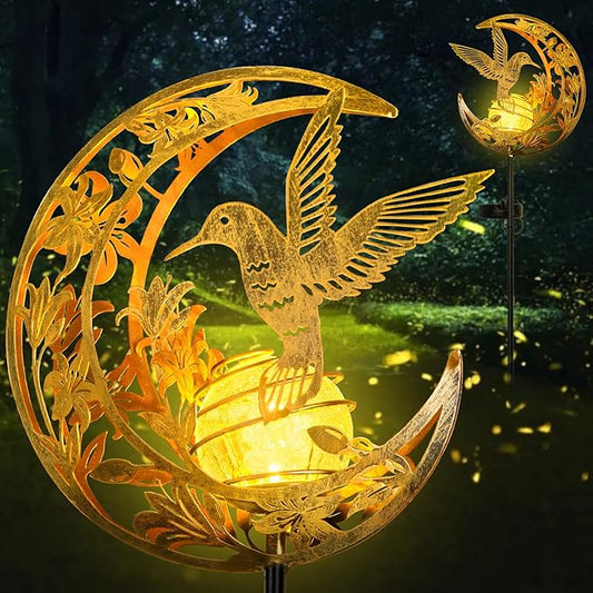 Solar Lights Outdoor Mothers Day Gifts Hummingbird Garden Decor Mothers Day Gifts for Women Mom Grandma Sister Fairy Solar Lights Metal Solar Garden Decoration for Yard, Patio, Backyard, Porch, Lawn