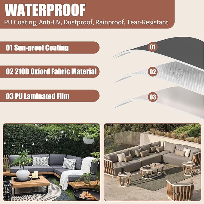 Patio Furniture Covers Waterproof Outdoor Dining Table and Chairs All-Weather Resistant Patio Table Cover for Rectangular Patio Furniture Set 108"L x 82"W x 28"H Black