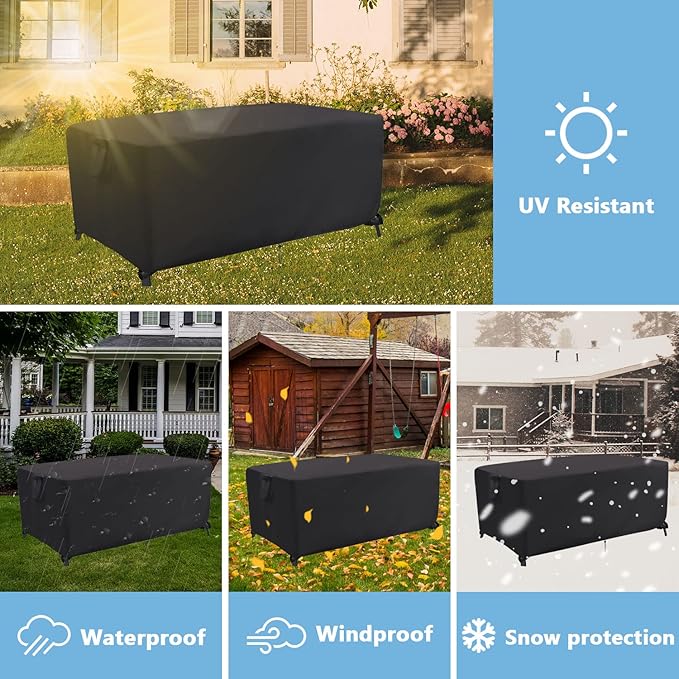 Outdoor Dining Table Cover, 60 Inch Rectangle Patio Dining Table Cover, Waterproof Outside Table Covers Furniture Covers - 60 X 38 X 28 Inch
