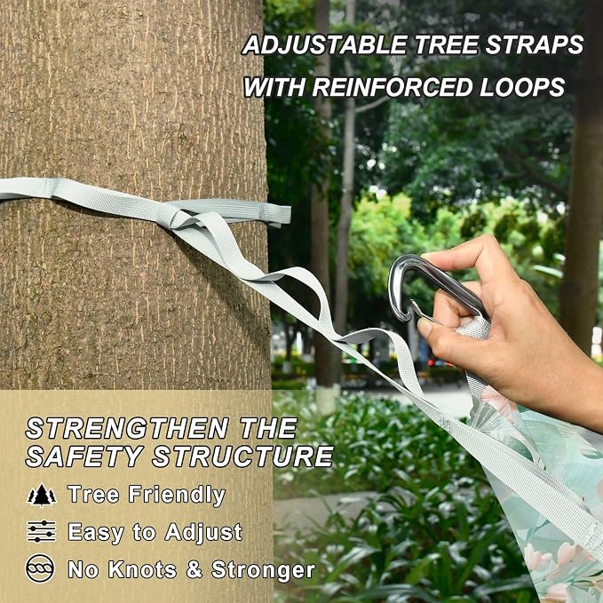 Camping Hammock Outdoor Hammocks for Outside Plants and Flowers Beach Trees Portable Lightweight with Pockets Tree Straps Indoor