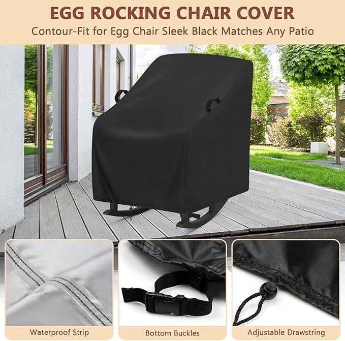 Outdoor Rocking Chairs Set of 2 Cover,420D High-density 420D Cover for Porch Rocking Chairs(2-Pack),All Weather Protector for Porch Rocker(34"L x 27"W x 45"H)