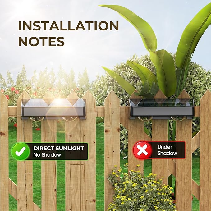 Fence Solar Lights, Solar Fence Lights Outdoor Waterproof Led Warm/Cool White and RGB Colors Changing Outside Wall Lights for Yard Garage Backyard Railing Step Patio Pool - 12Pack