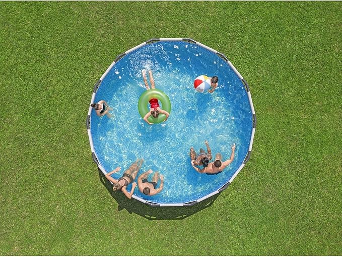 13' x- 48" Round Above Ground Swimming Pool Set with Sand Filter Pump, Ladder & Cover – Durable Steel Frame Outdoor Pool for Backyard Family Fun