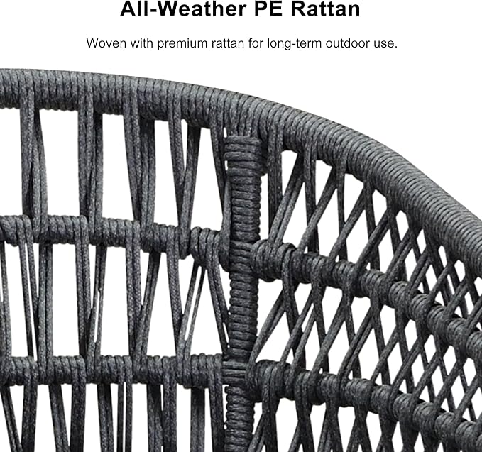 PURPLE LEAF Outdoor Dining Set All-Weather PE Rattan Patio Dining Furniture Set with All Aluminum Frame Rectangular Table and 6 Chairs Set for Lawn Garden Backyard Deck, Grey