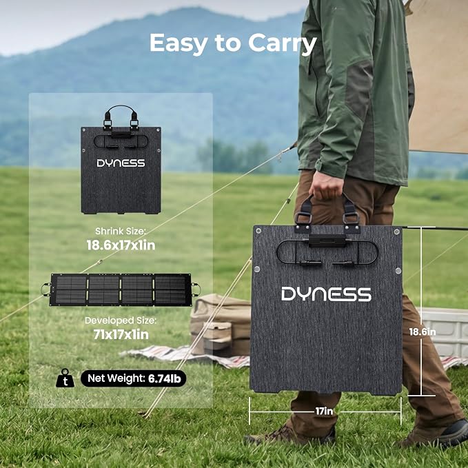 DYNESS 2048Wh Solar Generator with 100W Foldable Solar Panel, LiFePO4 Battery Backup 2400W AC (4800W Surge) Portable Power Station, Fast Charging for Home Backup, Camping, RV & Power Outage