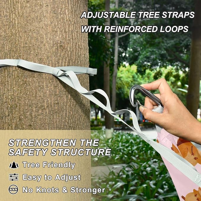 Camping Hammock Outdoor Hammocks for Outside Cute Squirrel Happy Beach Trees Portable Lightweight with Pockets Tree Straps Indoor