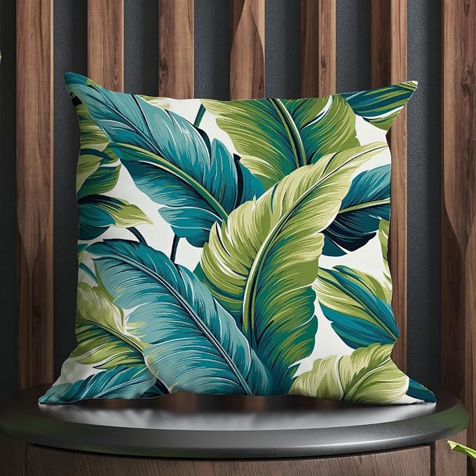 Pillow Cover Turquoise Lime Green Cushion Cover Modern Teal Blue Aqua Tropical Pillow Cover Accent Farmhouse Decor Pillow for Patio Couch Sofa 24x24 in