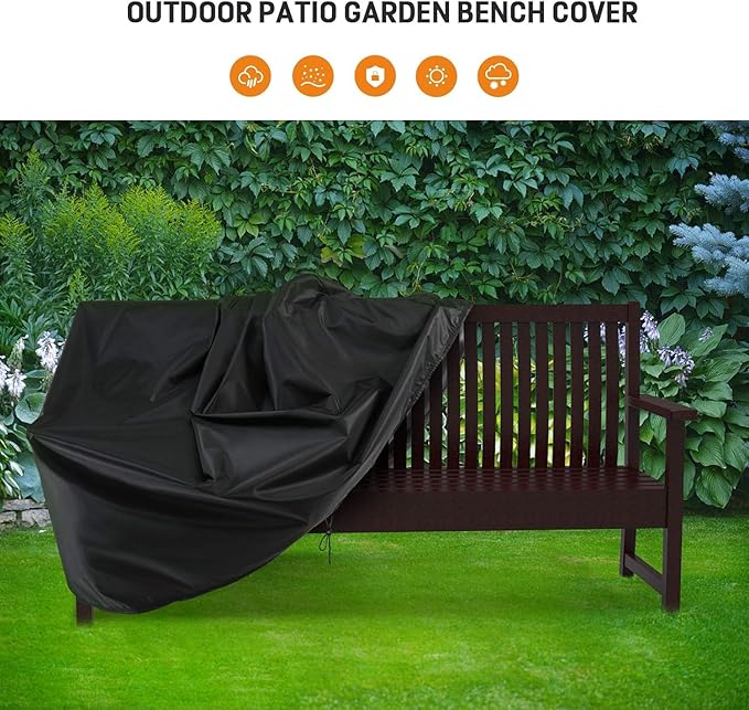 Outdoor Glider Bench Cover, Waterproof Patio Porch Loveseat Covers for Yard Rocking Swing Chair, Garden 2-Person Sofa, Black, 48" W x 29" D x 36" H