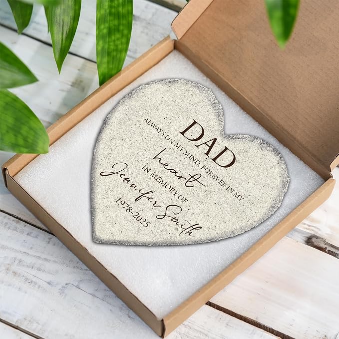 Personalized Dad Memorial Garden Stone, Custom Sympathy Stone for Loss of Father Mom Grandparents, Bereavement Gifts for Loss of Loved One Memorial Plaque, Family Keepsake for Garden Outdoor Décor