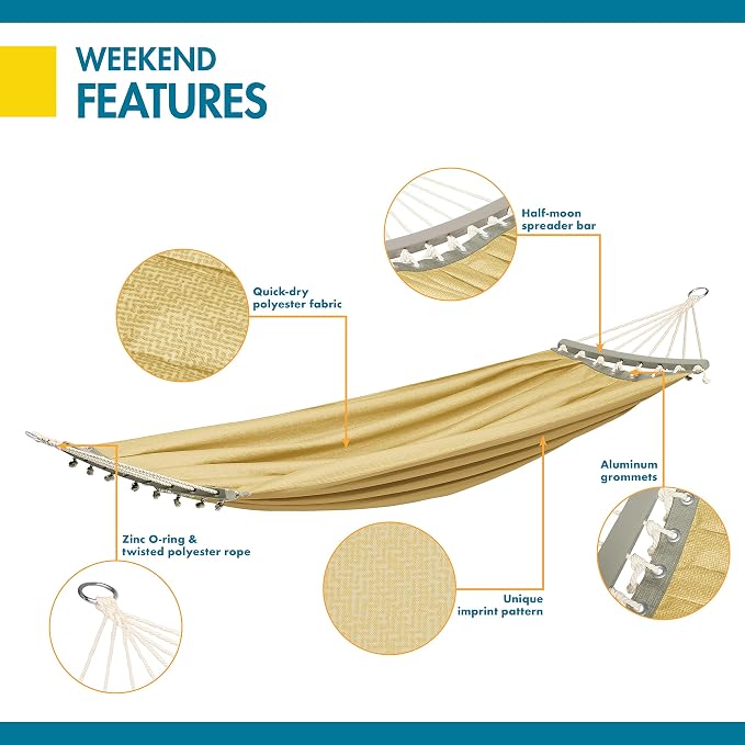 Duck Covers Weekend One-Person Hammock, 84 x 58 Inch, Straw