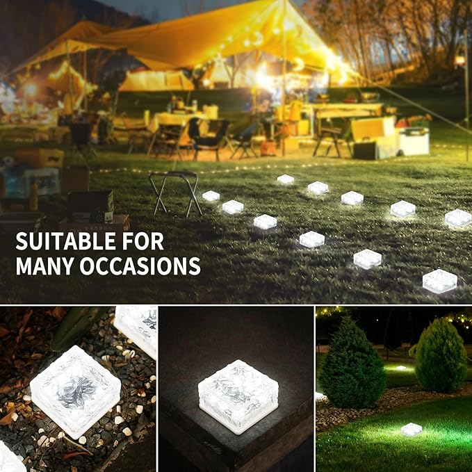 Solar Brick Lights Outdoor Waterproof Small Solar Lights 3 Packs Outdoor Decor for Fence Pathway Path Patio Balcony Outside Garden Bricks Decorations