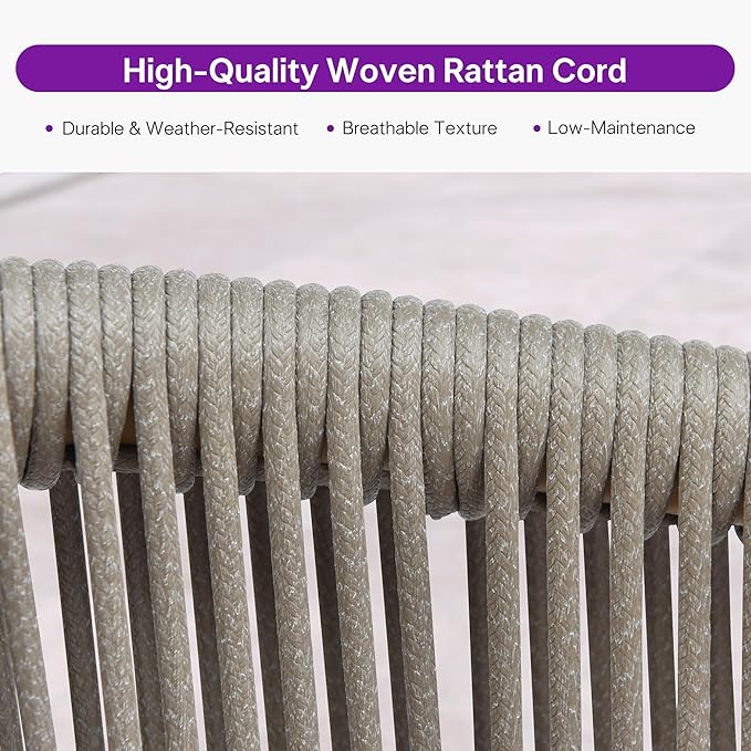 PURPLE LEAF 9 Pieces Outdoor Dining Set All Weather Wicker Patio Dining Set with Square Aluminum Table and Modern Armrest Dining Chairs for Garden Deck Backyard Kitchen, Teak