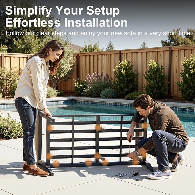 Aluminum Outdoor Patio Furniture Set 4-Seat, Patio Conversation Set Sectional Furniture Set with High Backrest & Thickened Cushions for Garden, Backyard, Poolside, Grey