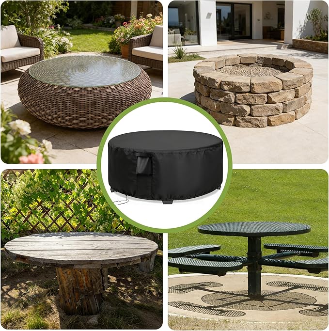 Outdoor Round Table Cover 36 Inch, Waterproof Patio Coffee Table Covers, Patio Small Round Furniture Cover - 36 x 18 Inch