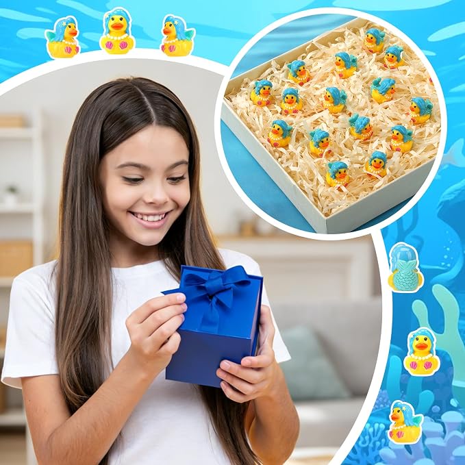 30 Pcs Mermaid Ducks, Mini Mermaid Resin Ducks Bulk | Fun Printed Toy Figures for Birthday Party Favors, Themed Decor, Kids Gift Collection (Ocean Princess Duck)