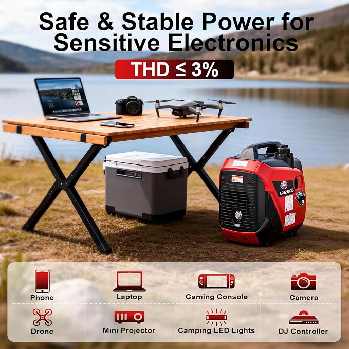 2000W Portable Inverter Generator for Home Use, Quiet Small Generator for Camping Outdoor, EPA Power Station with Fuel Shut Off and CO Minder, ECO Mode