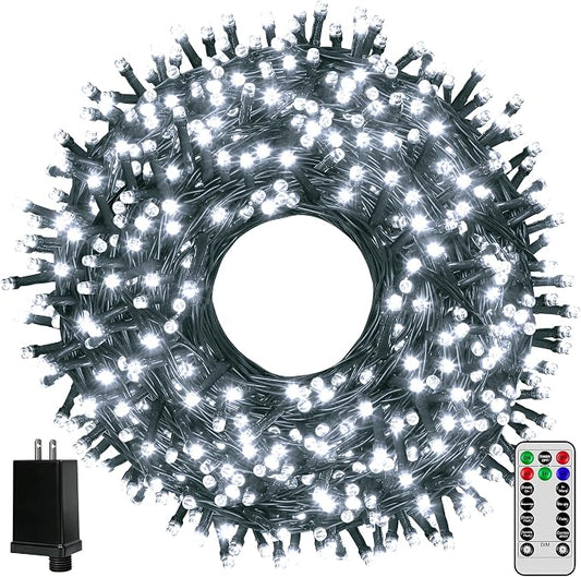 Ollny Christmas Tree Lights 400LED 132FT, Remote Plug-in Christmas Lights with Timer and 8 Modes Waterproof Outdoor String Lights for Thanksgiving Xmas House Indoor Outside Decorations (Cool White)