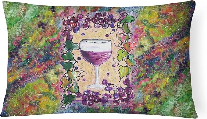 Caroline's Treasures 8616PW1216 Wine Canvas Fabric Decorative Pillow Machine Washable, Indoor Outdoor Decorative Pillow for Couch, Bed or Patio, 12HX16W